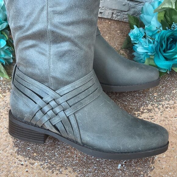 Journee Collection Meg Wide Calf Grey Tall Boots 8.5M-WC - Picture 5 of 13